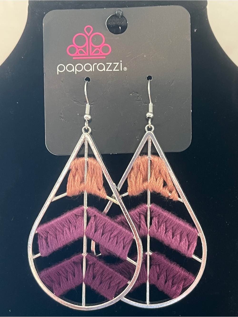 Paparazzi Purple and Orange Threaded Teardrop Earrings